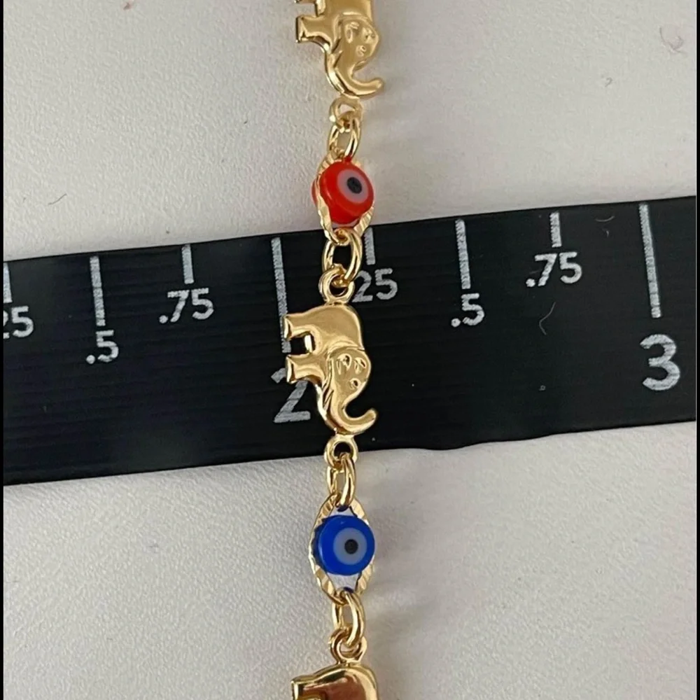 18k Gold Filled Girls Elephants/Eye Bracelet